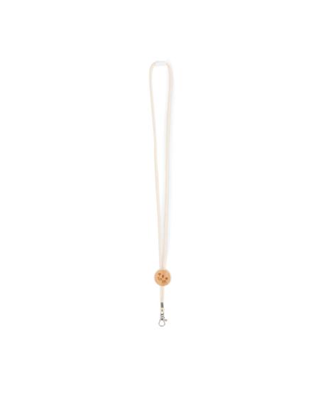 Lanyard de cordón de algodón Vilanova con placa de bambú PERSONALIZABLE