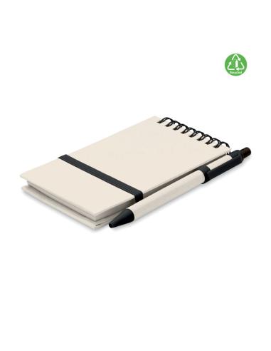 Libreta espiral A6 Montenegro con bolígrafo hecha con tetrabricks reciclados PERSONALIZABLE