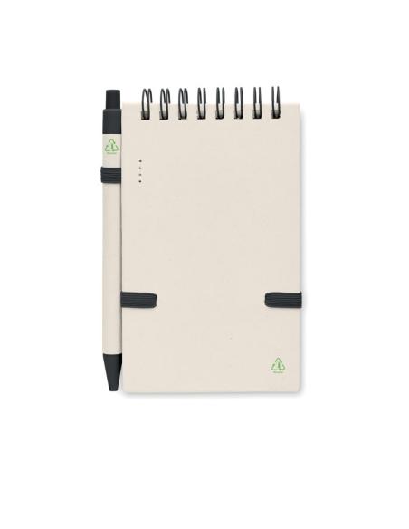 Libreta espiral A6 Montenegro con bolígrafo hecha con tetrabricks reciclados PERSONALIZABLE