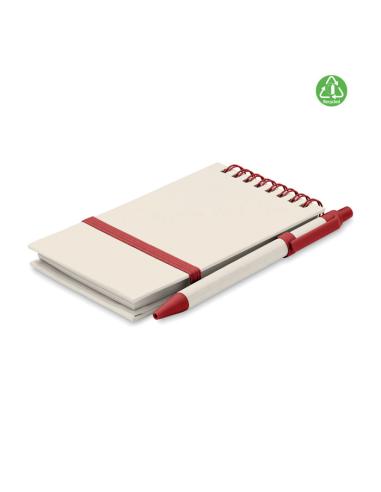 Libreta espiral A6 Montenegro con bolígrafo hecha con tetrabricks reciclados PERSONALIZABLE