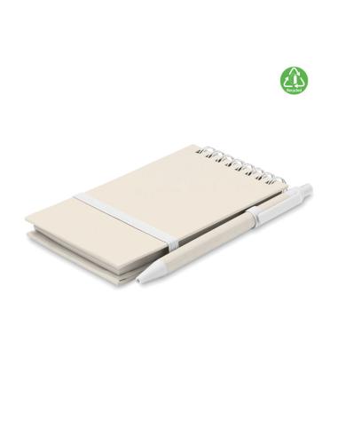 Libreta espiral A6 Montenegro con bolígrafo hecha con tetrabricks reciclados PERSONALIZABLE