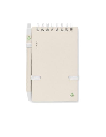 Libreta espiral A6 Montenegro con bolígrafo hecha con tetrabricks reciclados PERSONALIZABLE