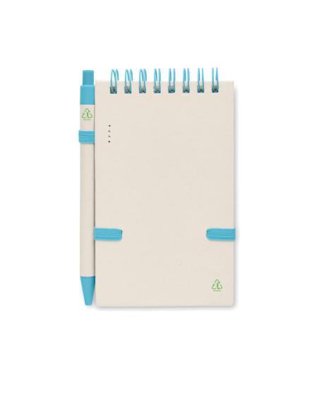 Libreta espiral A6 Montenegro con bolígrafo hecha con tetrabricks reciclados PERSONALIZABLE
