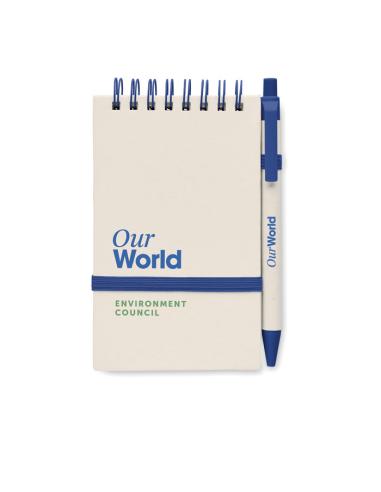 Libreta espiral A6 Montenegro con bolígrafo hecha con tetrabricks reciclados PERSONALIZABLE