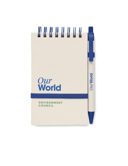 Libreta espiral A6 Montenegro con bolígrafo hecha con tetrabricks reciclados PERSONALIZABLE