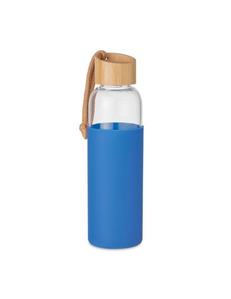Botella de cristal Geneva con tapa de bambú y funda silicona sin BPA 500ml PERSONALIZABLE
