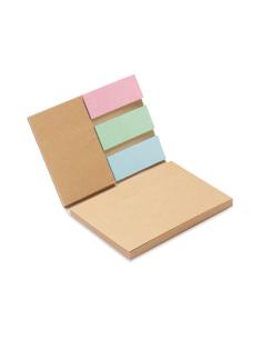 Bloc de notas auto-adhesivas de papel reciclado Rajkot con marcapáginas en 3 colores PERSONALIZABLE