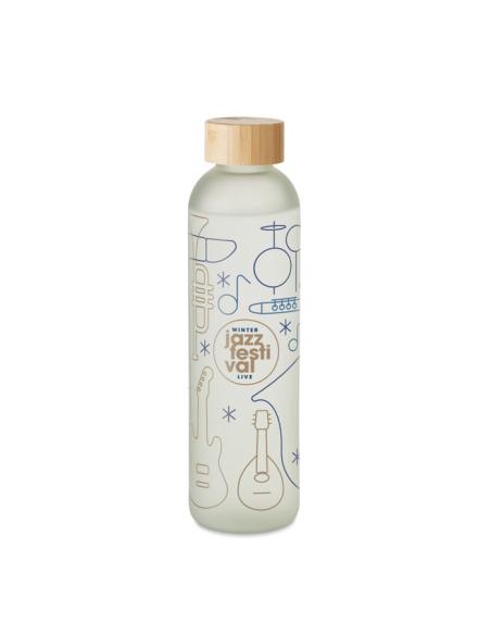 Botella de cristal Tirana especial sublimación con tapa de bambú sin BPA 650ml PERSONALIZABLE