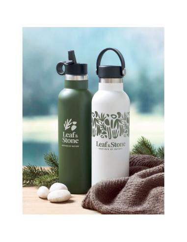Botella agua de acero inoxidable reciclado Yamena doble capa con tapón adicional sin BPA 700ml PERSONALIZABLE