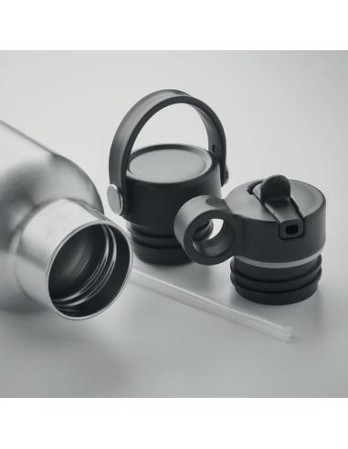 Botella agua de acero inoxidable reciclado Yamena doble capa con tapón adicional sin BPA 700ml PERSONALIZABLE