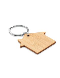 Llavero de bambú Solin con forma de casa PERSONALIZABLE