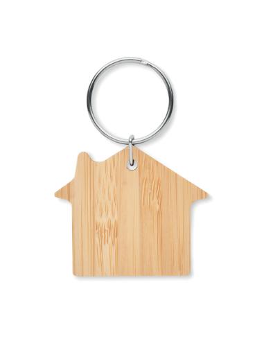 Llavero de bambú Solin con forma de casa PERSONALIZABLE