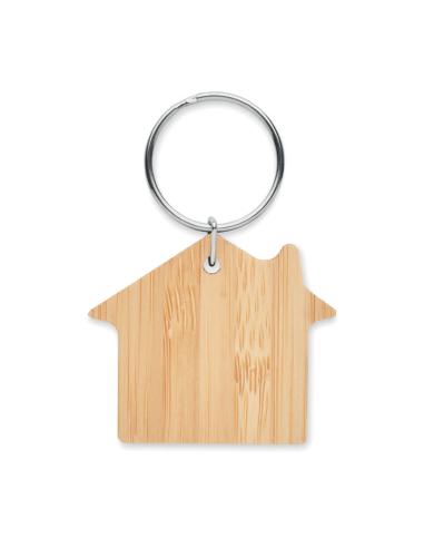 Llavero de bambú Solin con forma de casa PERSONALIZABLE