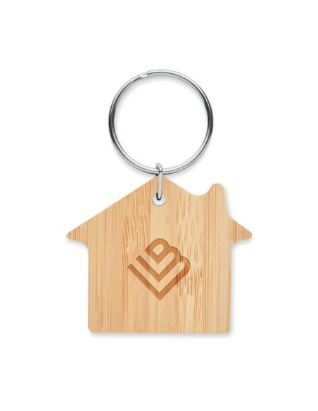 Llavero de bambú Solin con forma de casa PERSONALIZABLE