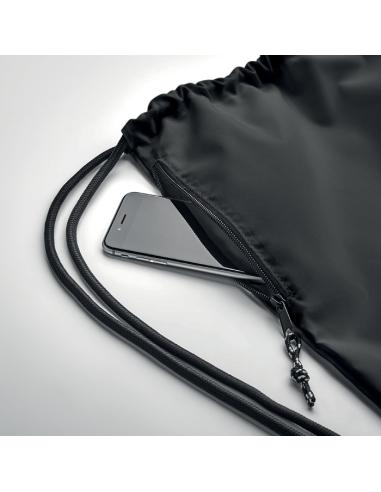 Bolsa grande de RPET Bengaluru con cuerdas gruesas y bolsillo lateral PERSONALIZABLE