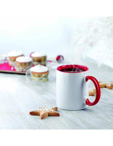 Taza cerámica Jena sublimación asa color 300ml PERSONALIZABLE