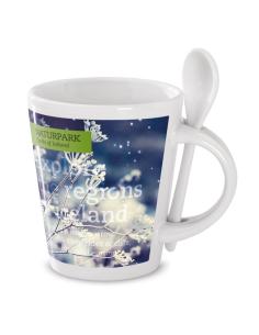 Taza de cerámica Berlin cónica con cuchara especial sublimación 300ml PERSONALIZABLE 2