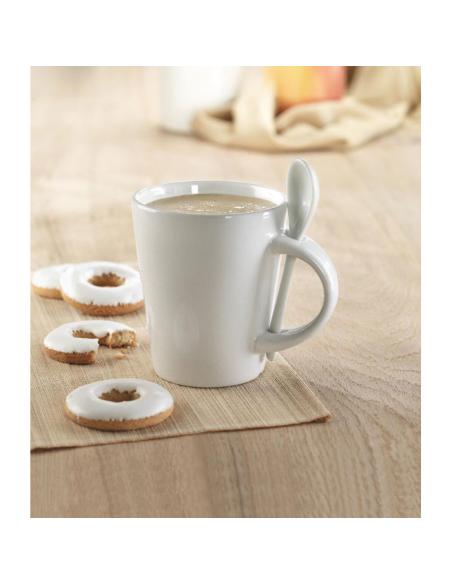 Taza de cerámica Berlin cónica con cuchara especial sublimación 300ml PERSONALIZABLE