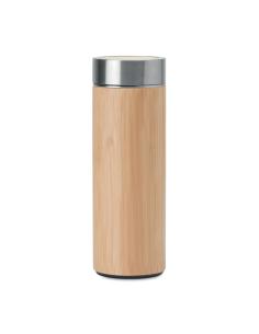 Termo acero inoxidable Howrah con infusor de té recubierto de bambú 400ml PERSONALIZABLE