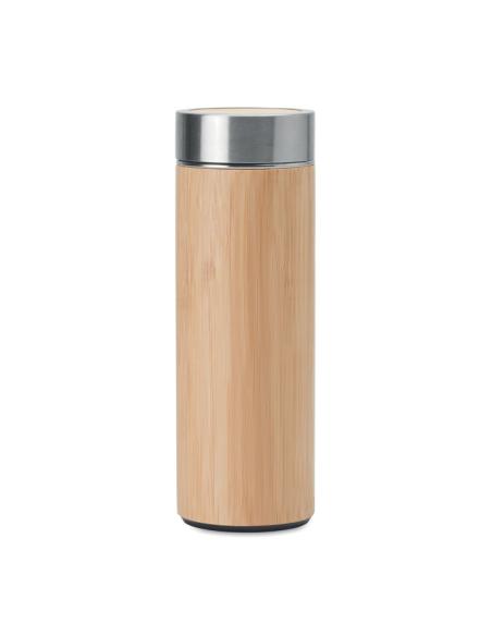 Termo acero inoxidable Howrah con infusor de té recubierto de bambú 400ml PERSONALIZABLE