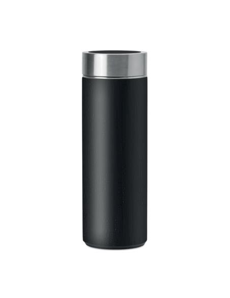 Termo acero inoxidable Howrah con infusor de té recubierto de bambú 400ml PERSONALIZABLE