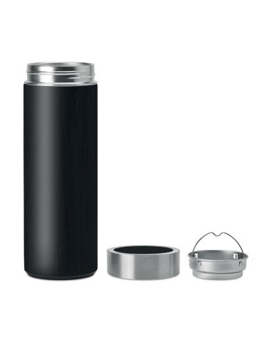 Termo acero inoxidable Howrah con infusor de té recubierto de bambú 400ml PERSONALIZABLE