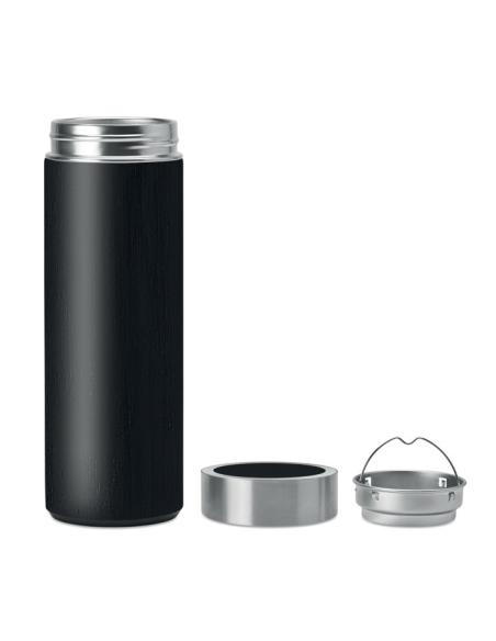 Termo acero inoxidable Howrah con infusor de té recubierto de bambú 400ml PERSONALIZABLE