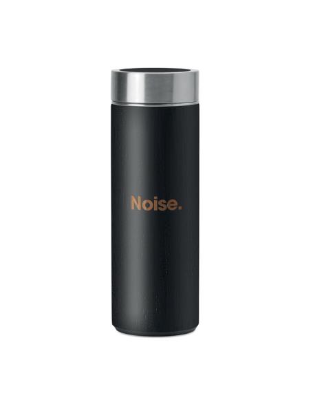 Termo acero inoxidable Howrah con infusor de té recubierto de bambú 400ml PERSONALIZABLE