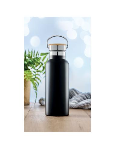 Botella agua de acero inoxidable Witten doble capa con tapa de bambú sin BPA 500ml PERSONALIZABLE