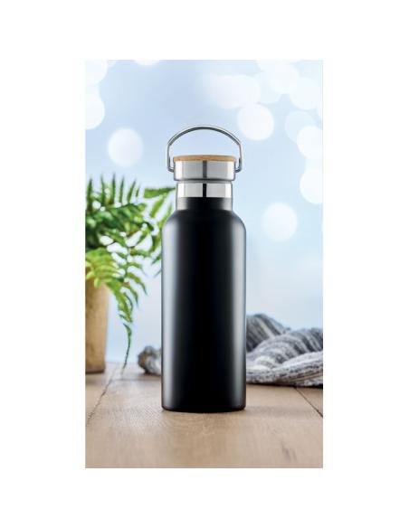 Botella agua de acero inoxidable Witten doble capa con tapa de bambú sin BPA 500ml PERSONALIZABLE