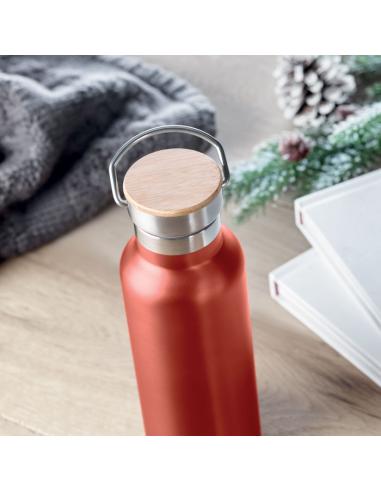 Botella agua de acero inoxidable Witten doble capa con tapa de bambú sin BPA 500ml PERSONALIZABLE
