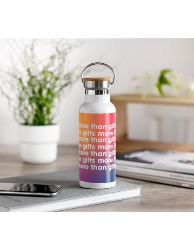 Botella agua de acero inoxidable Witten doble capa con tapa de bambú sin BPA 500ml PERSONALIZABLE