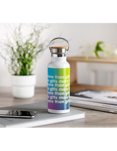 Botella agua de acero inoxidable Witten doble capa con tapa de bambú sin BPA 500ml PERSONALIZABLE