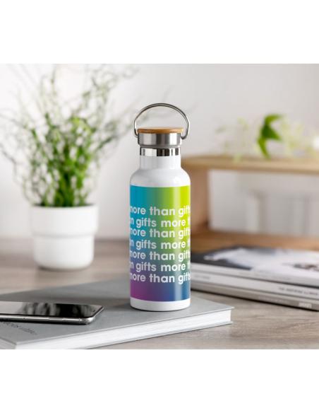 Botella agua de acero inoxidable Witten doble capa con tapa de bambú sin BPA 500ml PERSONALIZABLE