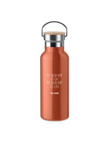 Botella agua de acero inoxidable Witten doble capa con tapa de bambú sin BPA 500ml PERSONALIZABLE