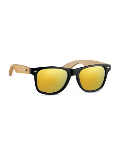Gafas de sol vintage Sunshine con patillas de bambú y lentes espejo PERSONALIZABLE