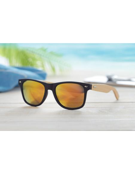 Gafas de sol vintage Sunshine con patillas de bambú y lentes espejo PERSONALIZABLE