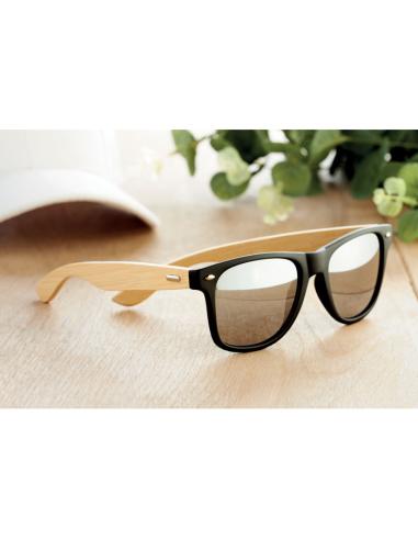 Gafas de sol vintage Sunshine con patillas de bambú y lentes espejo PERSONALIZABLE