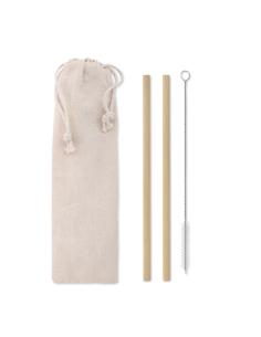 Set de 2 pajitas reutilizables de bambú Rovinj PERSONALIZABLE