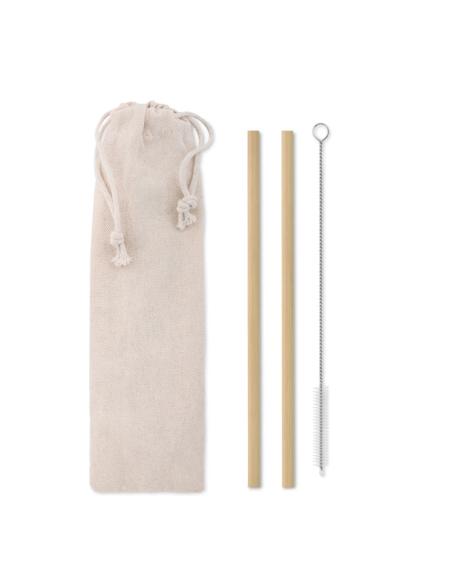 Set de 2 pajitas reutilizables de bambú Rovinj PERSONALIZABLE