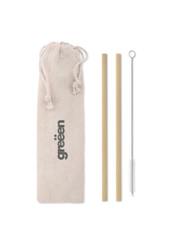 Set de 2 pajitas reutilizables de bambú Rovinj PERSONALIZABLE