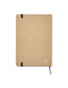 Libreta A5 con tapa de cartón reciclado Suwon con marca-páginas y banda elástica en colores PERSONALIZABLE 2