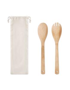 Set de cubiertos Leipzig para ensalada reutilizables de bambú PERSONALIZABLE