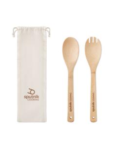 Set de cubiertos Leipzig para ensalada reutilizables de bambú PERSONALIZABLE 2