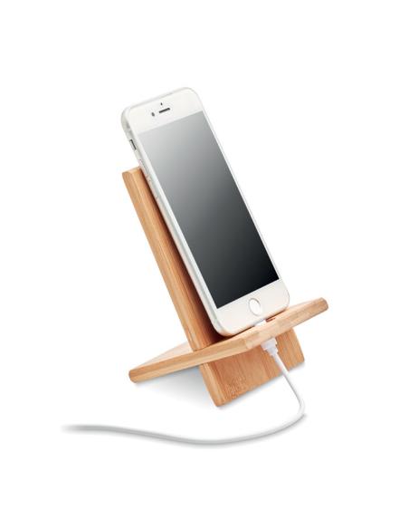 Soporte para teléfono móvil de bambú Tikva PERSONALIZABLE