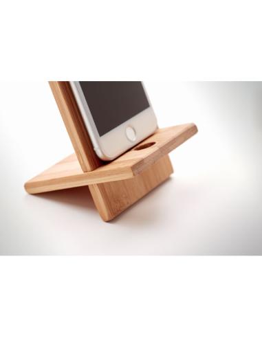 Soporte para teléfono móvil de bambú Tikva PERSONALIZABLE