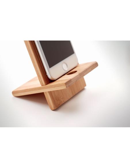Soporte para teléfono móvil de bambú Tikva PERSONALIZABLE