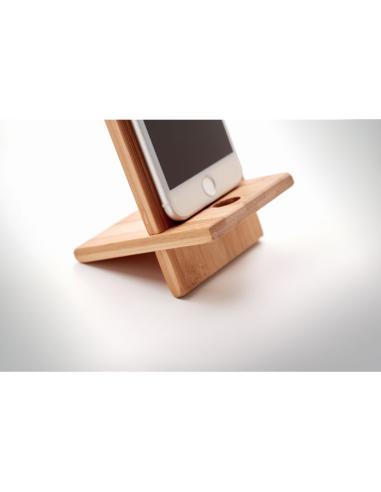 Soporte para teléfono móvil de bambú Tikva PERSONALIZABLE