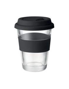 Vaso de cristal Liverpool con tapa y banda de silicona sin BPA 350ml PERSONALIZABLE