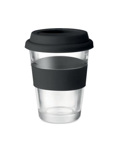 Vaso de cristal Liverpool con tapa y banda de silicona sin BPA 350ml PERSONALIZABLE